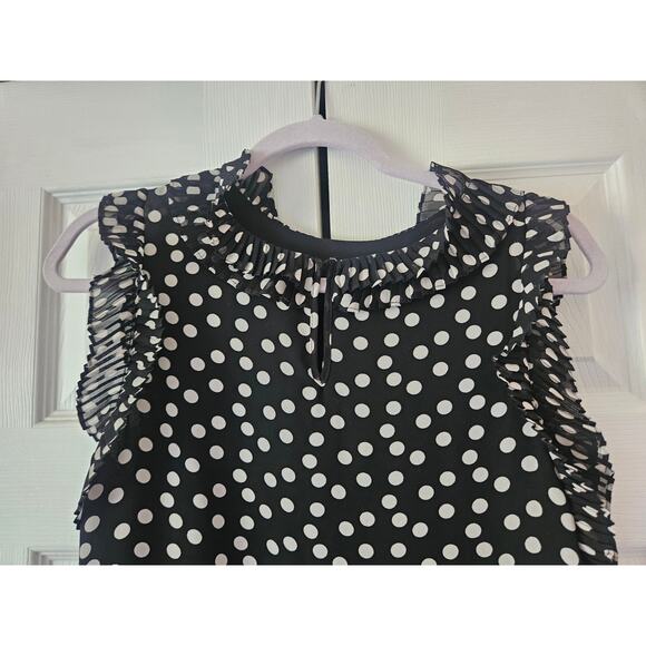 Max Studio Polka Dot Mini Dress with Ruffles Black White, Women's Medium NWOT - Picture 4 of 6
